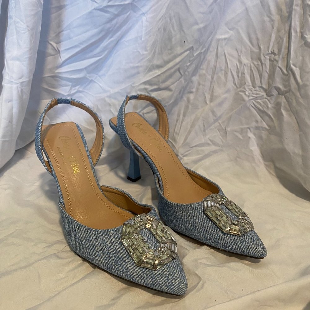 Denim heels